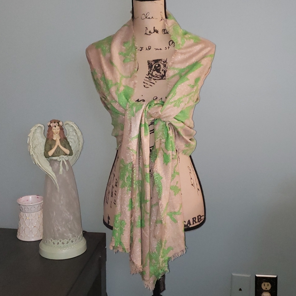 New Apt. 9 Shimmery Neon Bird Floral Scarf Wrap